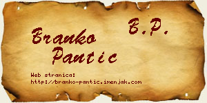 Branko Pantić vizit kartica